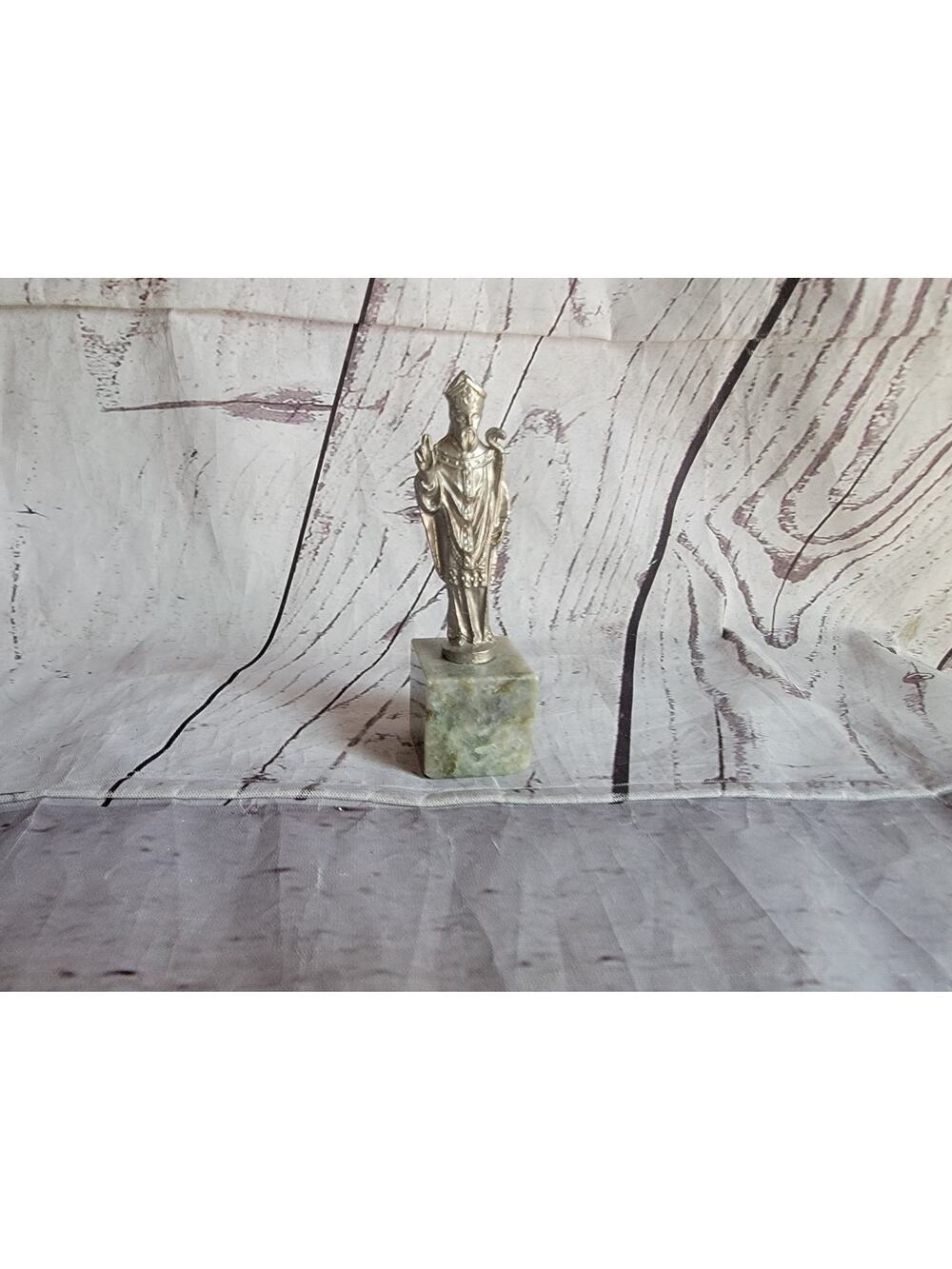 St Patrick Pewter Statue On Marble Base 4in Tall Religious Statue